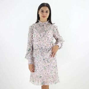 River Island Women's Dress Chiffon Floral Printed Pastel Pink Easter 10‎ NEW